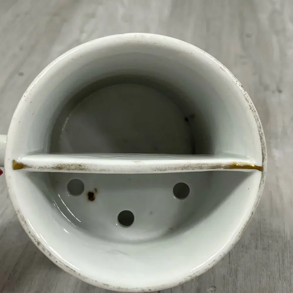 Antique Excelsior Hand Painted Porcelain Oak Leaf Acorn Shaving Scuttle Mug